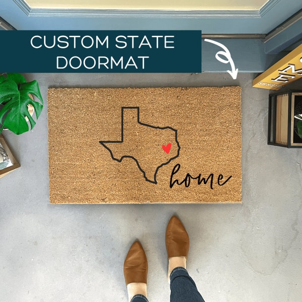 Custom State Doormat, Couples Welcome Mat, Personalized Doormat, State Gift for Friend, Unique Doormat, Housewarming Gift for Guy Friend