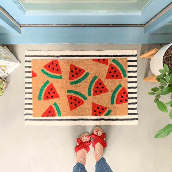 Watermelon Doormat, Custom Welcome Mat, Front Door Mat, Housewarming Gift, Summer Doormat, Outdoor Doormat, Spring Doormat, Colorful Doormat