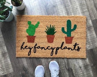 Cactus Doormat, Hey Fancy Plants, Plant Welcome Mat, New Home Gift, Succulent Doormat, Front Door Mat, Summer Doormat, Nickel Designs, Coir
