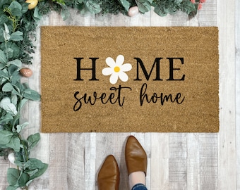 Daisy Doormat, Spring Doormat, Entryway Rug, Home Sweet Home Doormat, Flower Doormat, Floral Door mat, Spring Porch Decor, Daisy Decor