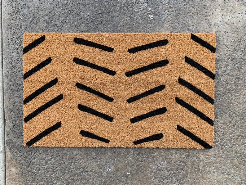 Modern Stripe Door Mat / Custom Doormat / Housewarming Doormat Etsy