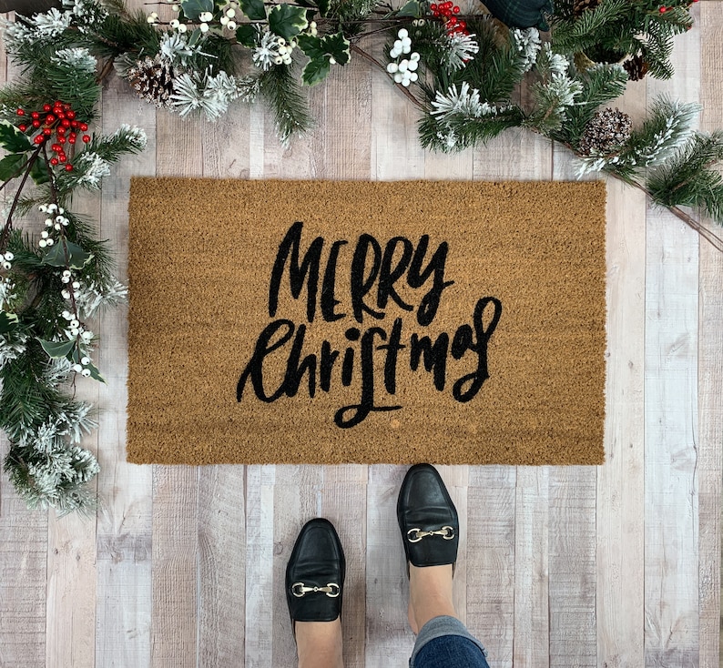 Merry Christmas Doormat / Winter Doormat / Front Door Mat / Etsy