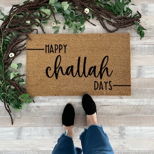 Happy Challah Days Doormat, Hanukkah Doormat Outdoor, happy hanukkah decor, Hanukkah Decorations, chanukah decorations, Winter Door mat