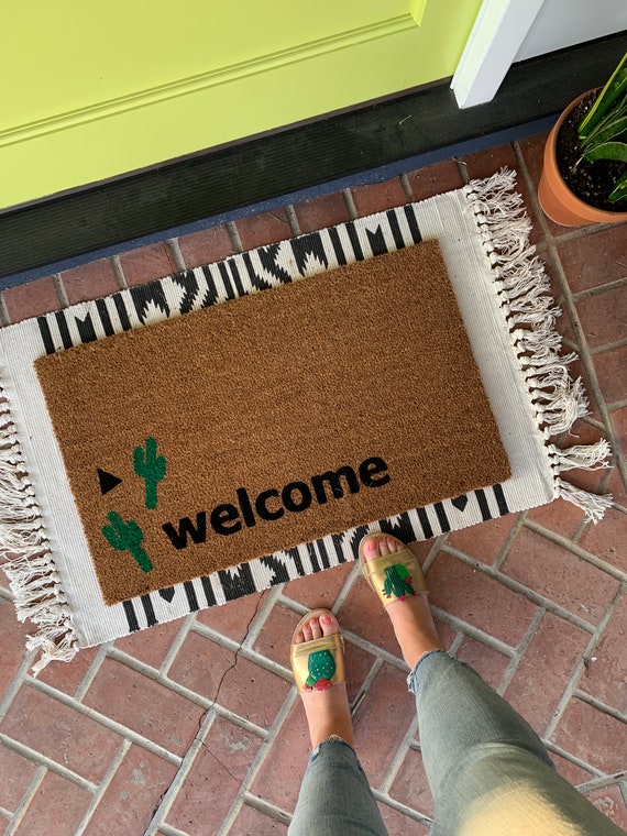 Modern Cactus Doormat Spring Decor Housewarming Doormat Etsy