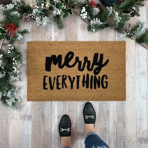 Merry Everything Funny Christmas Doormat, Holiday Welcome Mat, Winter Porch Decor, Front door Mat, Rustic Holiday Decor, Outdoor Entry Mat