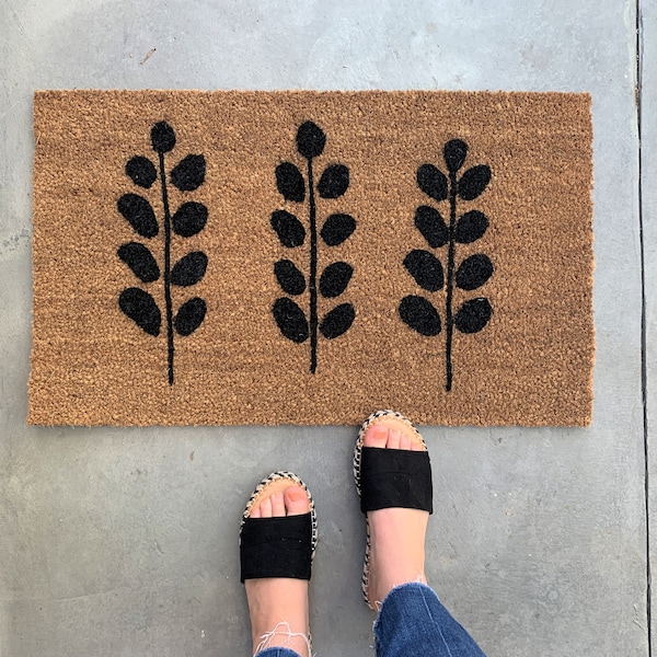 Modern Leaf Doormat, Plant Doormat, Housewarming Doormat Gift, Modern Decor, Summer Doormat, Unique Doormat, Outdoor Welcome Mat, Boho Rugs