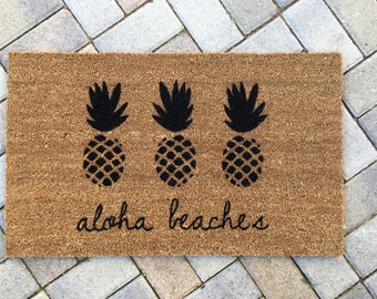 Pineapple Doormat, Funny Doormat, Beach Doormat Outdoor, Cute Doormat,  Aloha Beaches Door Mat, Summer Welcome Mat, Summer Front Porch Decor 