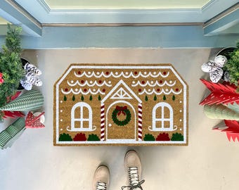 Holiday doormat, Gingerbread House decor, Christmas Decor , Christmas Doormat, Doormat Outdoor, Welcome Mat Outdoor, Front Porch Decor