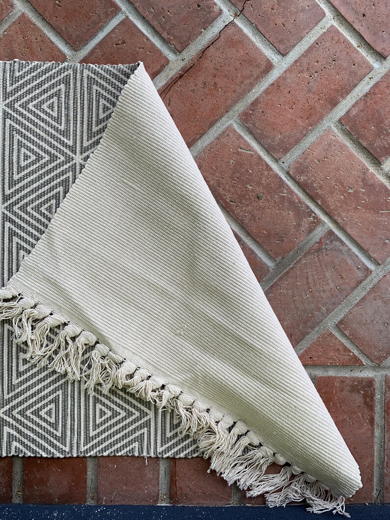 Grey and White Boho Pattern Rug / Doormat Rug / Aztec Rug / | Etsy