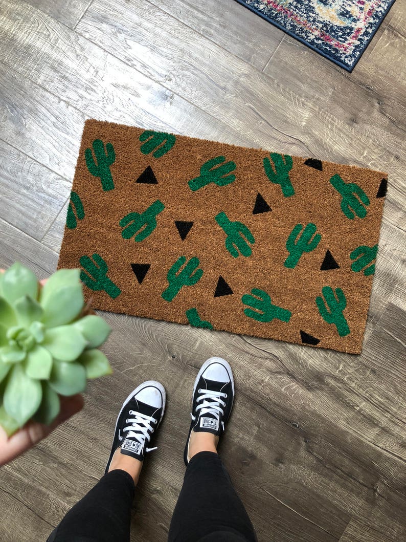 Cactus Plant Doormat / Cactus Decor / Succulent Gift / Custom Doormat / Front Door Mat / Summer Doormat / Modern Doormat / Snake Plant image 2