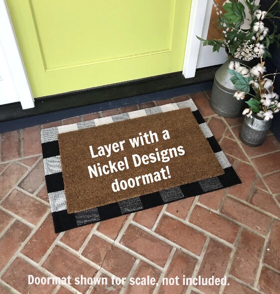 Layered Front Door Mat Trend- Buffalo Check Rug Is All You Need