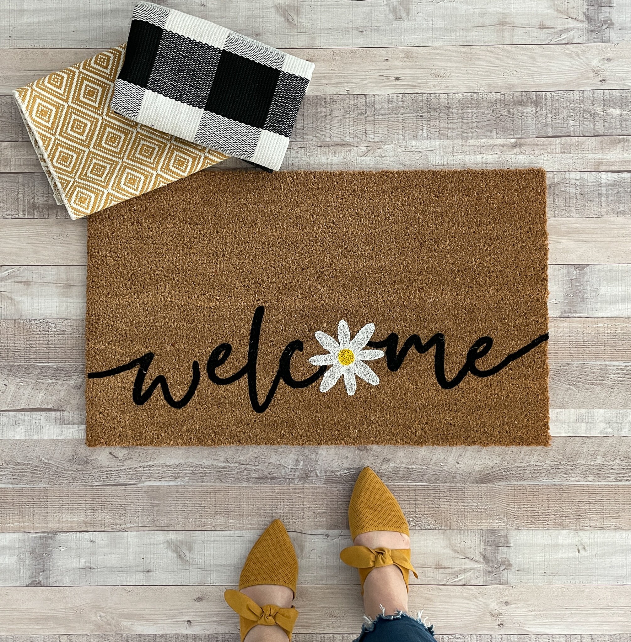 Daisy Doormat Flower Doormat Floral Door Mat Spring Etsy