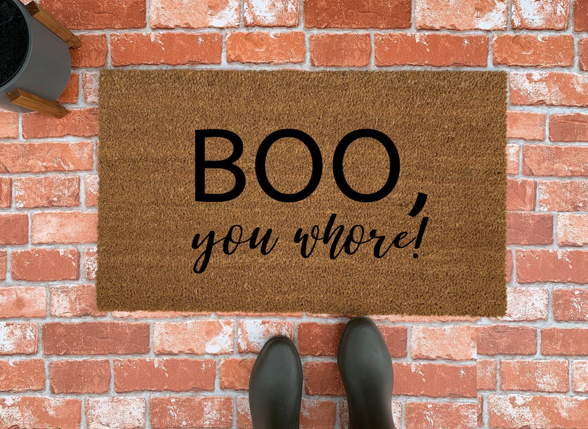 Funny Halloween Doormat / Fall Door Mat / boo you whore / Etsy