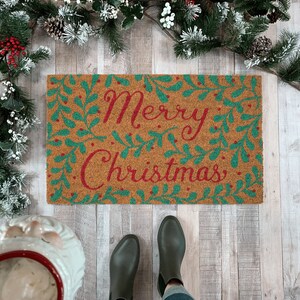 Christmas Doormat, Holiday Decor, Holiday Door Mat, Porch Decor, Front Door mat, Rustic Holiday Decor, Winter Welcome Mat, Doormat Outdoor