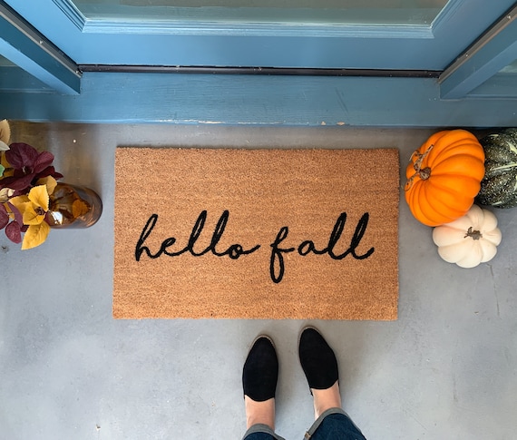hello fall Doormat, hey pumpkin, Fall Front Porch Decor, Thanksgiving Door Mat, Fall Decor, Halloween Doormat, Fall Home Decor Outdoor