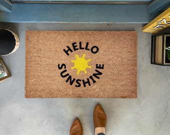 Hello Sunshine Doormat, Summer Doormat, Funny Doormat, Sun Decor, Welcome Mat Funny, Summer Decor for home, Outdoor door mat for front porch