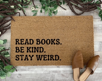 Book Doormat, Funny Doormat Outdoor, Book Lover gift, Be Kind Doormat Layering Rug, Welcome Mat for porch, Bookish Gift, Bookish Home Decor