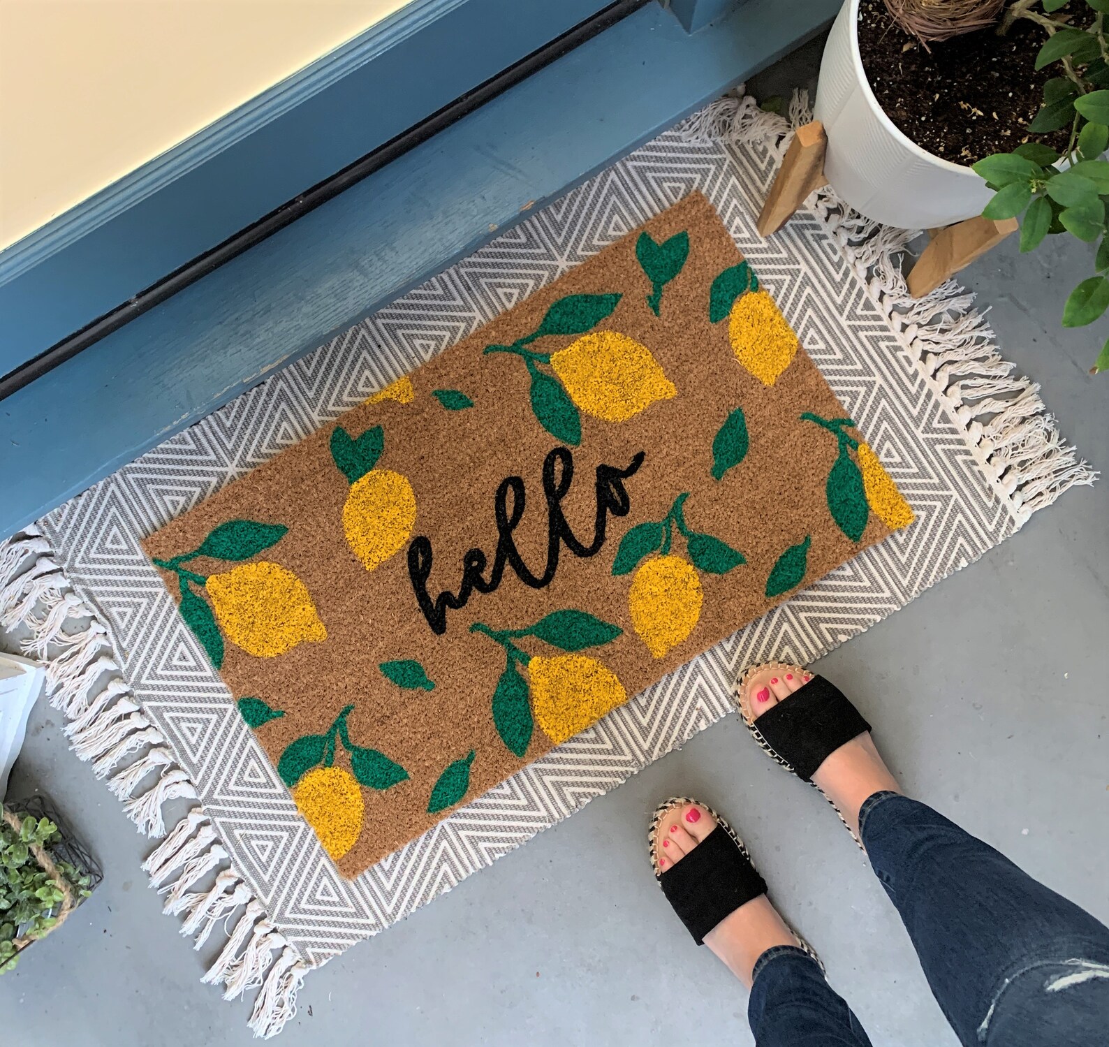 Lemon Doormat / Pattern Door Mat / Outdoor Mat / Etsy