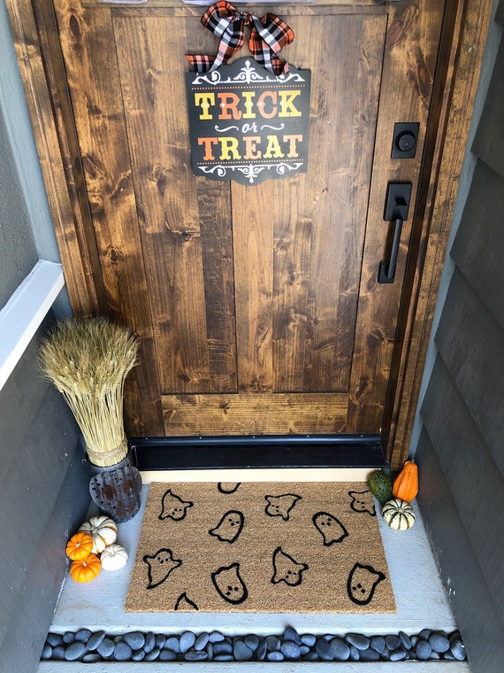 Halloween Doormat, Ghost Doormat, Ghost Decor, Halloween Decor Outdoor, Halloween Decorations for front porch, Fall Door Mat, Coir Rug