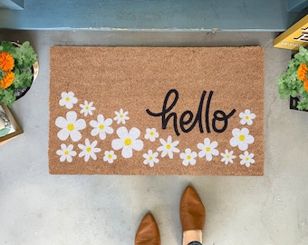 Spring Flower Doormat, Daisy Doormat Large, Floral Door mat, Spring Welcome Mats, Summer Front Door Decor, Spring Porch Decor, Closing Gift