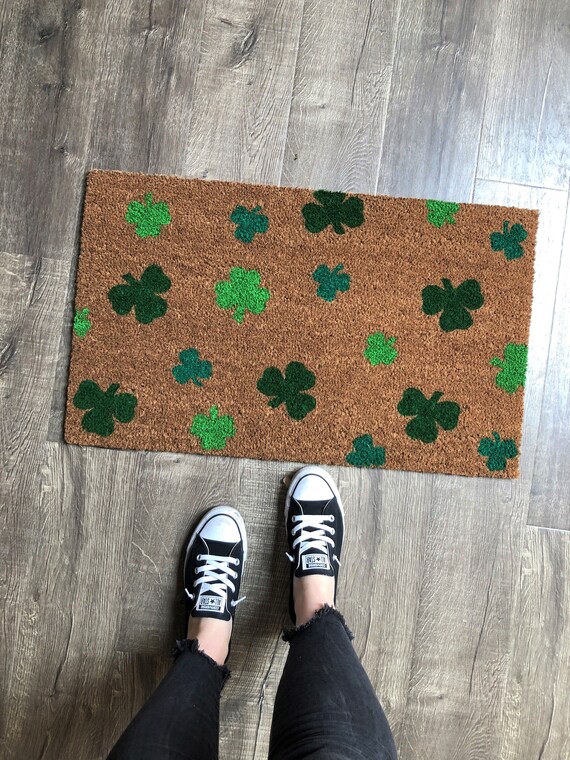 Kleeblatt Fussmatte Lustige Fussmatte St Patricks Tag Fussmatte Fruhjahr Fussmatte Vier Blatt Klee Fussmatte Irish Fussmatte Custom Fussmatte