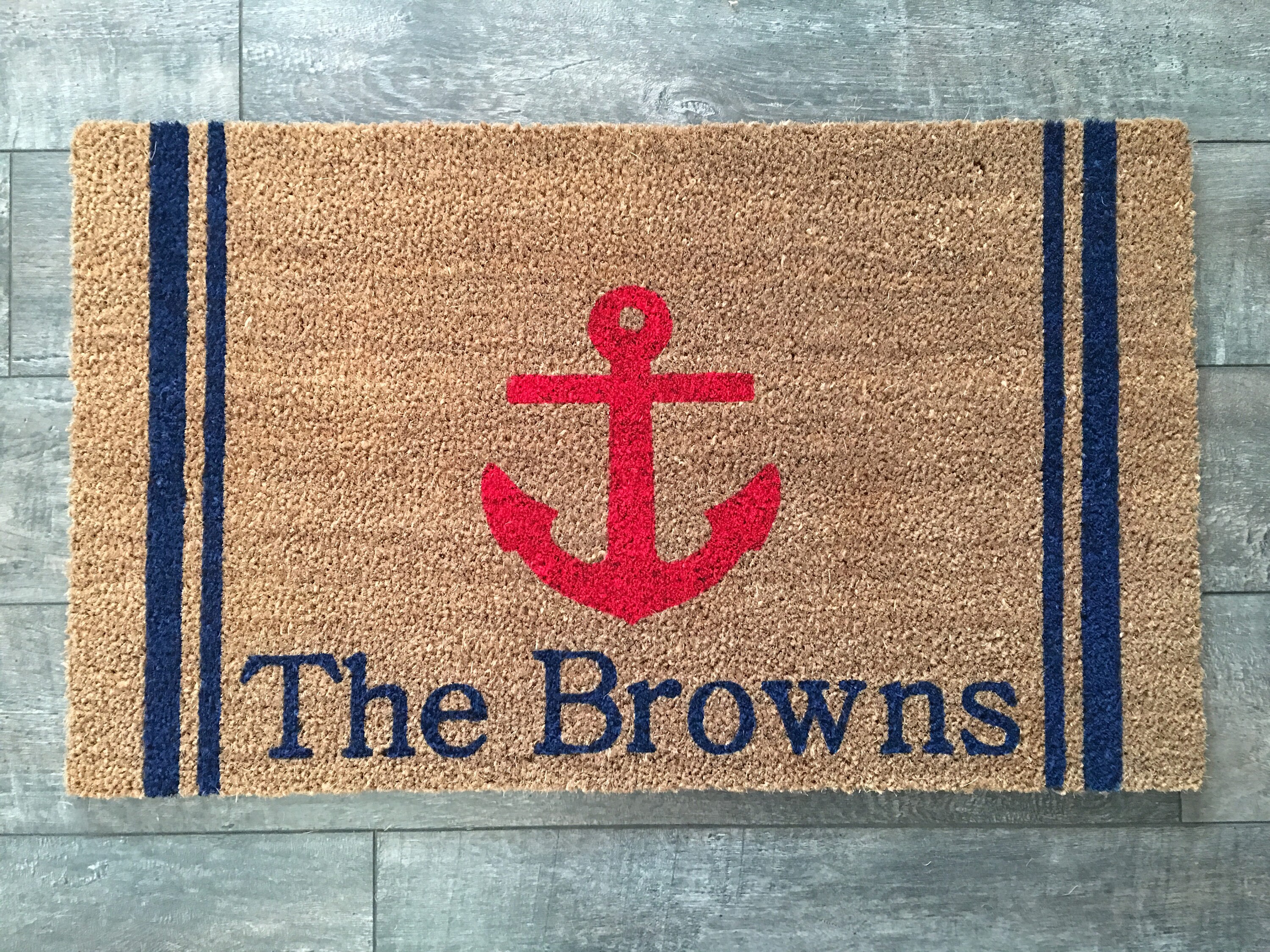 Custom Anchor mat / Last Name Doormat / Nautical Etsy