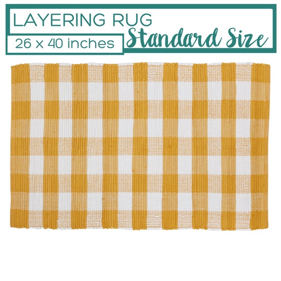 Mustard Area Rug, Yellow Rug, Rag Rug, Yellow and White Rug, Buffalo Plaid, Scatter Rug, Doormat Layering Rug, Boho Area Rug, Farmhouse Rug