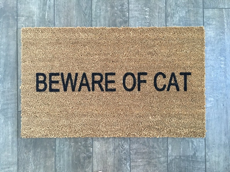 Beware Of Cat Doormat Funny Door Mat Newlywed Doormat Etsy