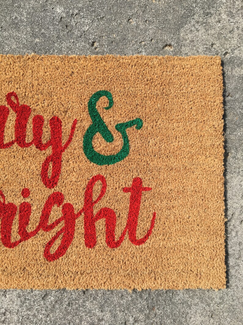 Front Door Mat / Christmas Doormat / Merry and Bright / Custom Etsy