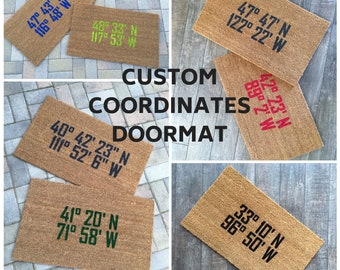 Custom Doormat Large, Custom Coordinates Gift Location, Personalized Doormat, GPS Coordinates Sign, Address Doormat Unique, Address Gift