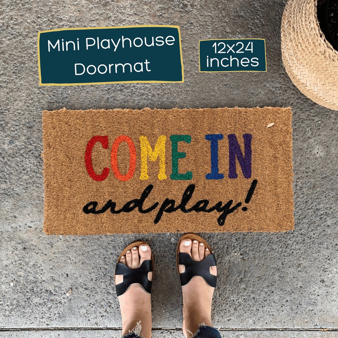 Mini Playhouse Doormat, Rainbow Doormat, Small Doormat, Small