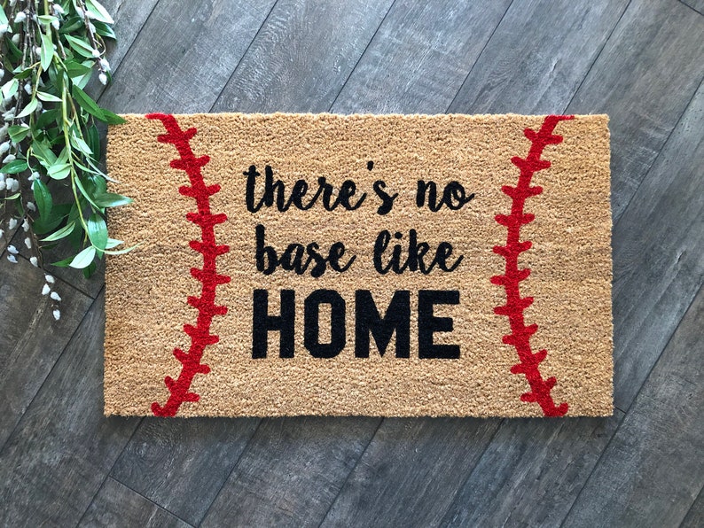 Baseball Doormat Welcome Mat No Base Like Home Spring Image 0