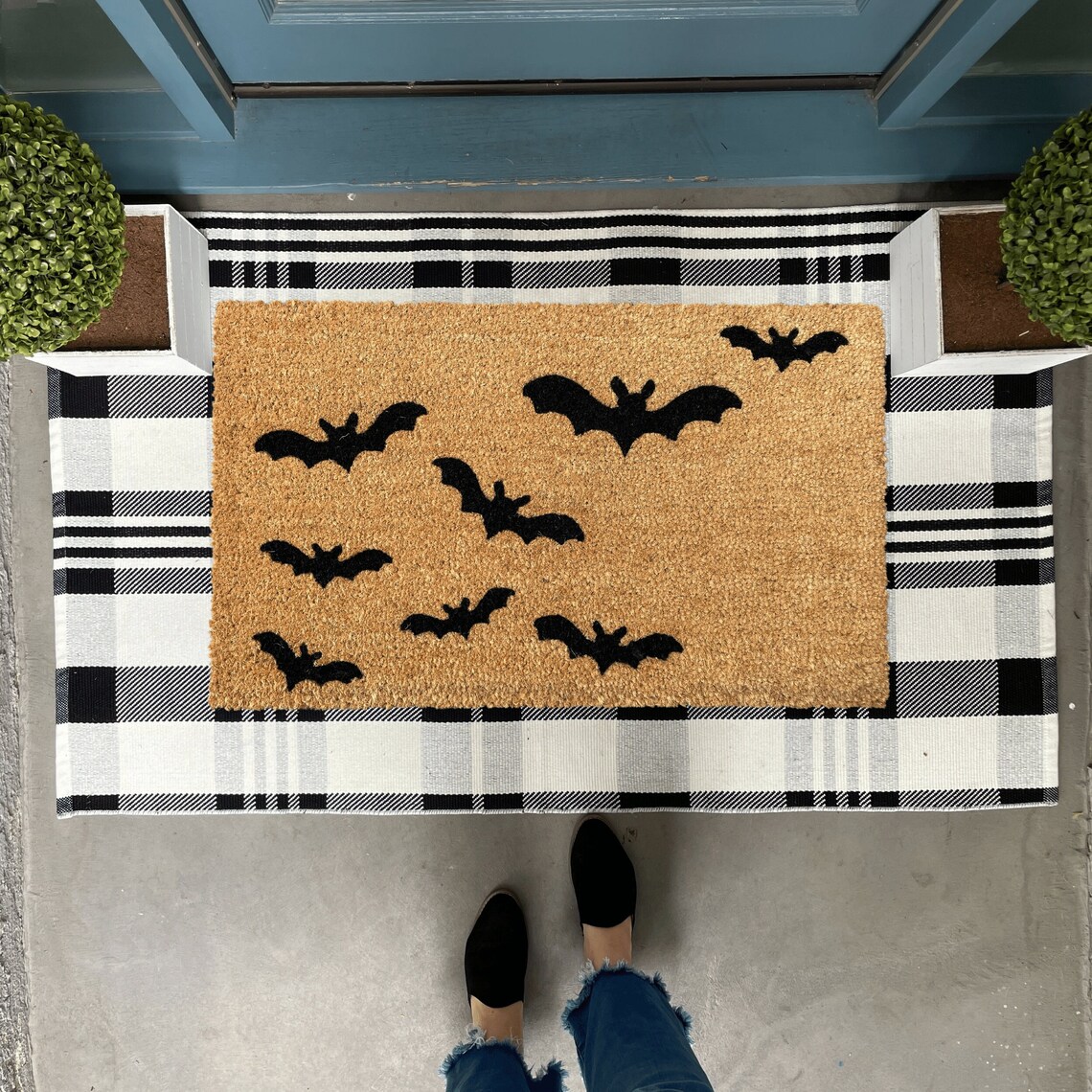Halloween Doormat Oversized Doormat Bat Decor Fall Porch Etsy