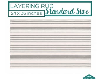 Gray Striped Entryway Rug, 24x36 Washable Accent Rug, Farmhouse Layering Rug, Cream Gray Front Door Rug