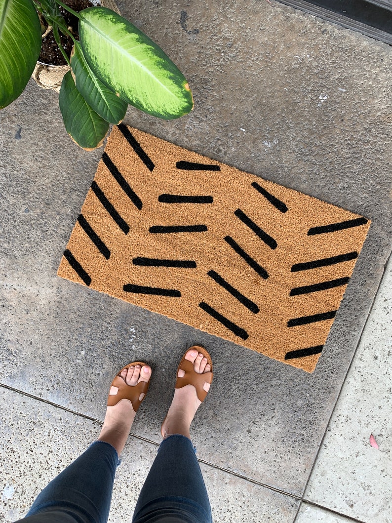 Modern Stripe Door Mat / Custom Doormat / Housewarming Doormat Etsy