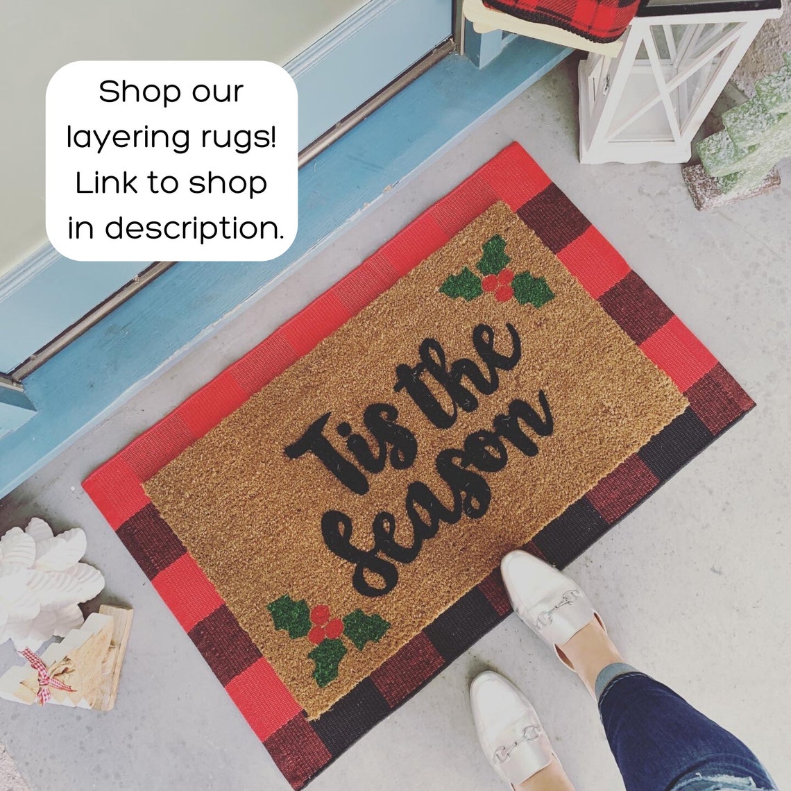 Holiday Doormat / Winter Doormat / Christmas Door Mat / Tis Etsy