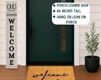 Personalized Welcome Sign for Front Door, Last Name Welcome Sign, Front Porch Sign, Housewarming Gift, Porch Decor, Porch Leaner Sign Name