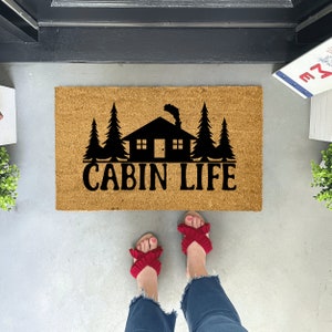 Cabin Doormat, Housewarming Gift for Friend, Unique Doormat, Cabin Door Mat, Rustic Decor, Cabin Decor, Cabin Life Sign, Winter Doormat