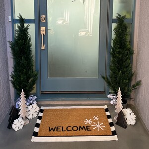 Winter Doormat, Christmas Doormat, Patio Decor, Holiday Door Mat, Holiday Decor, Snowflake Door Decor, Gift for Mom, Doormat for Front Porch image 4