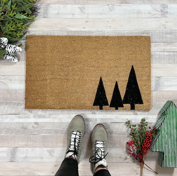 Modern Trees Rustic Winter Doormat