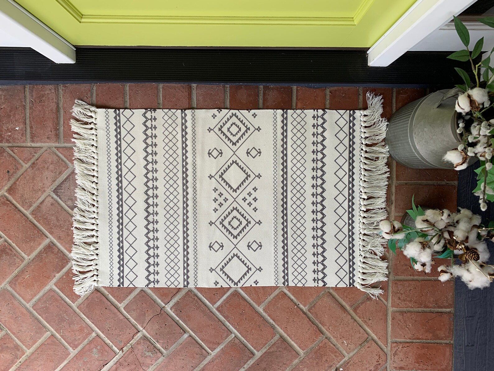 Grey and White Pattern Rug / Doormat Rug / Aztec Rug / Modern Etsy