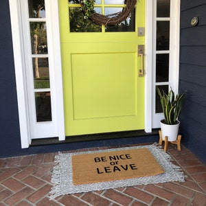 Be Nice Or Leave Doormat, Funny Doormat Outdoor, Housewarming Doormat, Rude Door Mats, New Home Gift for couple, Front Door Mat, Doormat rug image 2