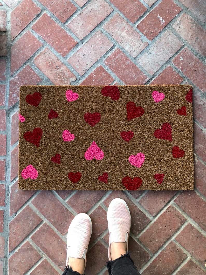 Heart pattern doormat / Custom Doormat / Valentines Doormat / Etsy