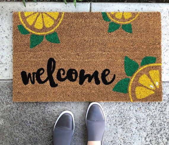 Lemon doormat, Lemon Decor, Spring Doormat Outdoor, Summer Doormat, Front door Decor, Summer decor outside, colorful doormat, Coir doormat