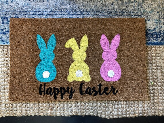 Easter Bunny Doormat Easter Decor Spring Doormat Outdoor Etsy