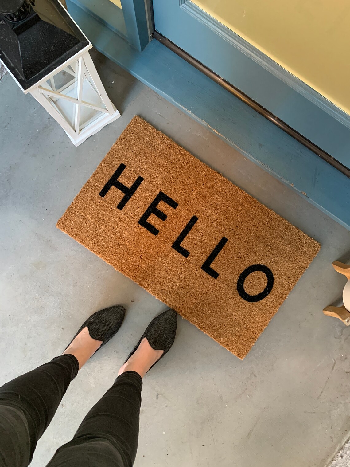 Modern HELLO Doormat / Custom Mat / MidCentury Decor Etsy