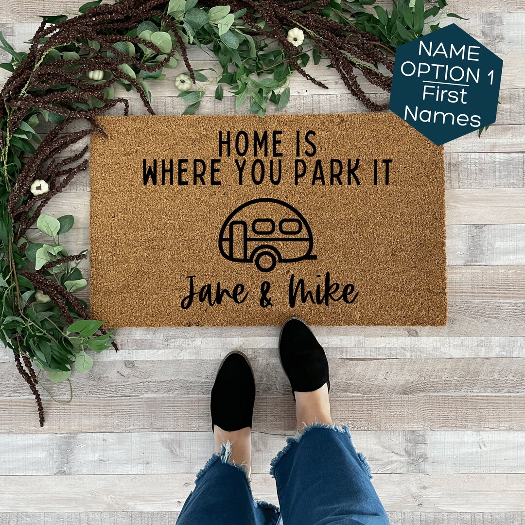 Home is Where You Park It, Personalized Camper Doormat, Camper Decor
