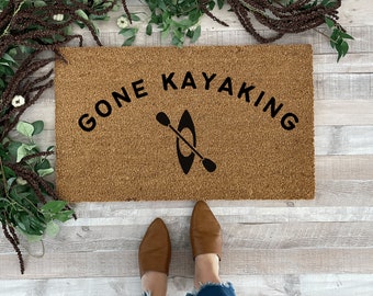 Kayak Gifts, Father's Day Gift Kayaking, Gone Kayaking, Sports Door Mat, Front Door Mat, Kayak gift ideas, Kayak fishing, Doormats Outdoor