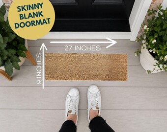 Blank 9x27 Coir Doormat, Skinny Narrow Welcome Mat for Small Entryways
