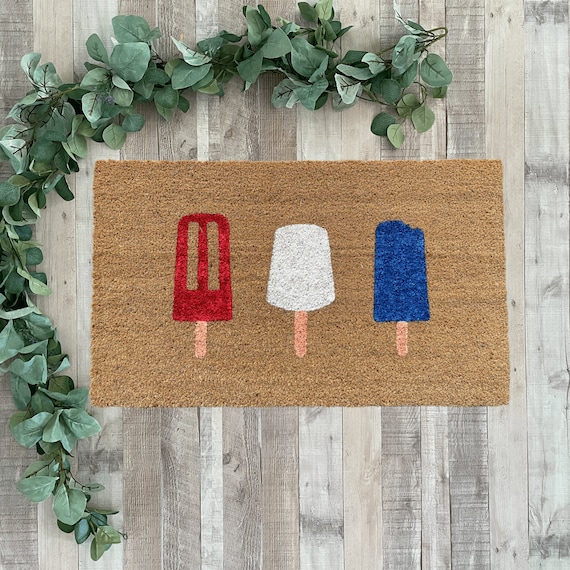 Popsicle Doormat, Summer Doormat, Doormats Outdoor, Fourth of July decor, 4th of July Doormat, Colorful Door Mat, Red White and Blue Decor